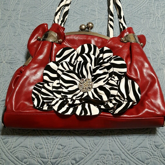 Handbags - Red purse with flower